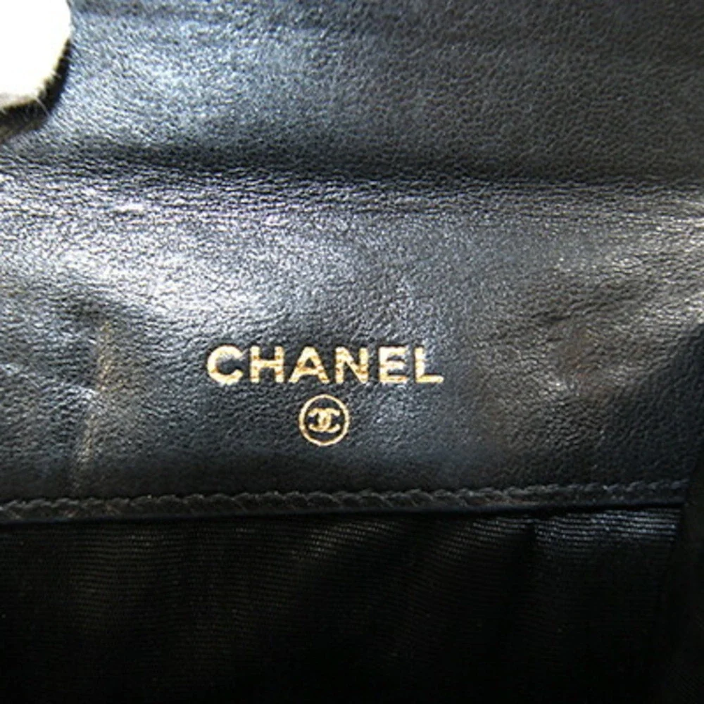 CHANEL Black Caviar Leather Logo Wallet